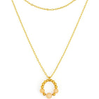 Natural Ethiopian Opal Beaded Gemstone Double Layer Pendant Necklace, 14k Gold Filled German Silver Jewelry, Beads Crystals, Birthstone, Healing Stones, Charming Women Jewelry in 18 inch - Image 1