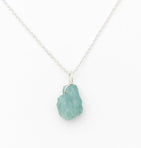 Natural Raw Aquamarine Gemstone Pendant Necklace, German Silver Jewelry, Rough Crystals, Birthstone, Healing Stones, Charming Women Jewelry in 18 inch - Image 4