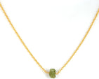 Natural Raw Peridot Gemstone Pendant Necklace, 14k Gold Filled German Silver Jewelry, Rough Crystals, Birthstone, Healing Stones, Charming Women Jewelry in 18 inch - Image 1