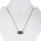 Natural Raw Labradorite Bar Gemstone Pendant Necklace, Black Rhodium Plated German Silver Jewelry, Rough Crystals, Birthstone, Healing Stones, Charming Women Jewelry in 18 inch - Image 2