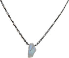 Natural Raw Moonstone Gemstone Dainty Pendant Black Rhodium Plated Necklace, Rough Crystals, Birthstone, Healing Stones, Charming Women Jewelry in 18 inch - Image 1