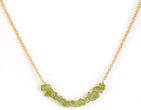 Natural Raw Peridot Bar Beaded Gemstone Pendant Necklace, 14k Gold Filled German Silver Jewelry, Rough Crystals, August Birthstone, Healing Stones, Charming Women Jewelry in 18 inch - Image 1