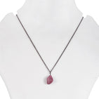 Natural Raw Ruby Gemstone Pendant Necklace, Black Rhodium Plated German Silver Jewelry, Rough Crystals, Birthstone, Healing Stones, Charming Women Jewelry in 18 inch - Image 2