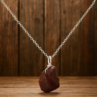 Natural Raw Garnet Gemstone Ring, German Silver Jewelry, Rough Crystals, Birthstone, Healing Stones, Charming Women Jewelry in 18 inch - Image 3