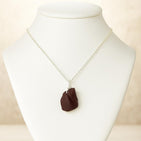 Natural Raw Garnet Gemstone Ring, German Silver Jewelry, Rough Crystals, Birthstone, Healing Stones, Charming Women Jewelry in 18 inch - Image 2