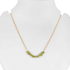 Natural Raw Peridot Bar Beaded Gemstone Pendant Necklace, 14k Gold Filled German Silver Jewelry, Rough Crystals, August Birthstone, Healing Stones, Charming Women Jewelry in 18 inch - Image 2