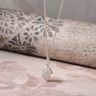 Natural Raw Moonstone Prong Pendant Necklace, German Silver Jewelry, Gemstone Rough Crystals, June Birthstone, Healing Stones, Charming Women Jewelry in 18 inch - Image 5