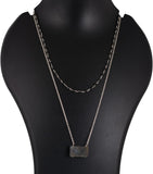 Natural Raw Labradorite Bar with Black Spinel Beads Gemstone Pendant Necklace, German Silver Jewelry, Rough Crystals, Birthstone, Healing Stones, Charming Women Jewelry in 18 inch - Image 2