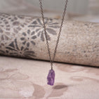 Natural Raw Amethyst Gemstone Pendant Necklace, Black Rhodium Plated German Silver Jewelry, Rough Crystals, Birthstone, Healing Stones, Charming Women Jewelry in 18 inch - Image 3