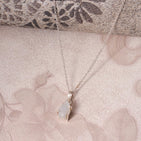 Natural Raw Moonstone Prong Pendant Necklace, German Silver Jewelry, Gemstone Rough Crystals, June Birthstone, Healing Stones, Charming Women Jewelry in 18 inch - Image 7