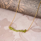 Natural Raw Peridot Bar Beaded Gemstone Pendant Necklace, 14k Gold Filled German Silver Jewelry, Rough Crystals, August Birthstone, Healing Stones, Charming Women Jewelry in 18 inch - Image 3