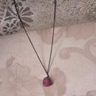 Natural Raw Ruby Gemstone Pendant Necklace, Black Rhodium Plated German Silver Jewelry, Rough Crystals, Birthstone, Healing Stones, Charming Women Jewelry in 18 inch - Image 3