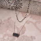 Natural Raw Labradorite Bar with Black Spinel Beads Gemstone Pendant Necklace, German Silver Jewelry, Rough Crystals, Birthstone, Healing Stones, Charming Women Jewelry in 18 inch - Image 3