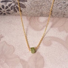 Natural Raw Peridot Gemstone Pendant Necklace, 14k Gold Filled German Silver Jewelry, Rough Crystals, Birthstone, Healing Stones, Charming Women Jewelry in 18 inch - Image 2