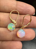 14K Solid Gold Ethiopian Opal Drop Earrings | AAA Fire Opal Dangle Jewelry | October Birthstone Gift - Image 3